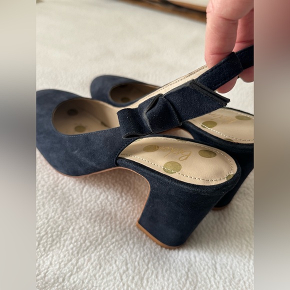 Boden Sena block heel Navy suede sling back heels size 38/7.5-8 - Picture 7 of 9